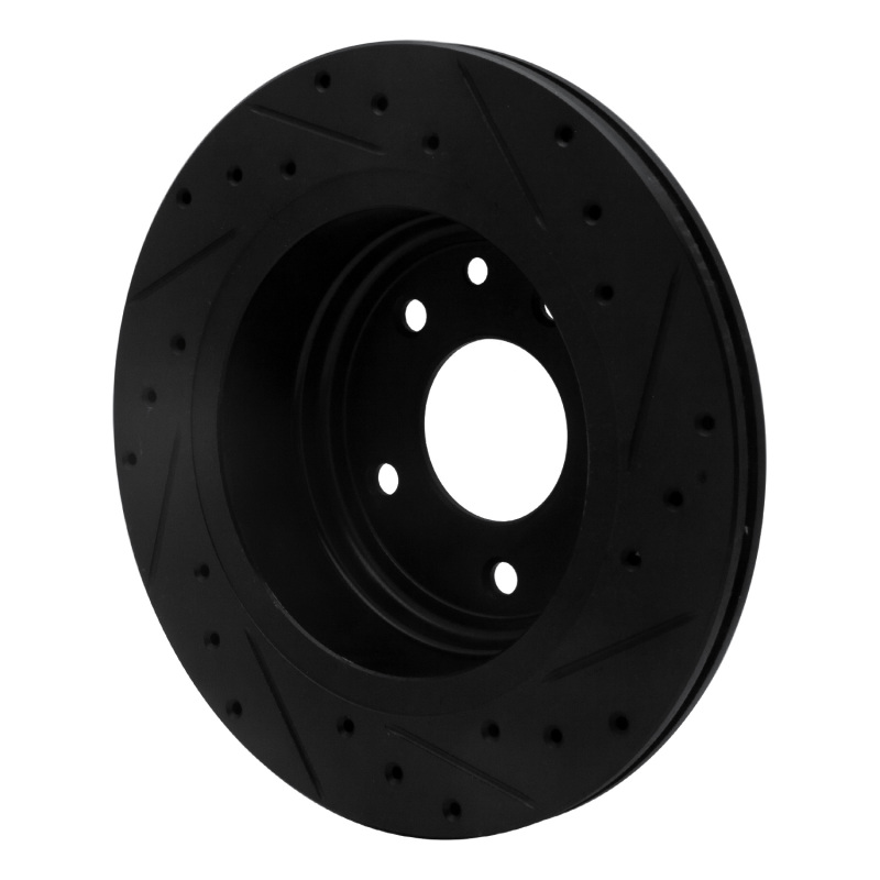 Jaguar XJ8 Brake Rotor (1) - Rear Left - R1 Concepts - Drilled & Slotted - Black - `95-`06